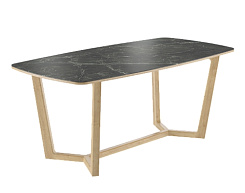 Стол Фрейм 1800*900*750 (мрамор черный / ноги дуб натуральный) Стол Фрейм 1800*900*750 (мрамор черный / ноги дуб натуральный)